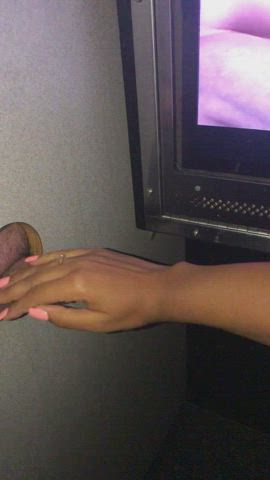 glory hole handjob interracial gif