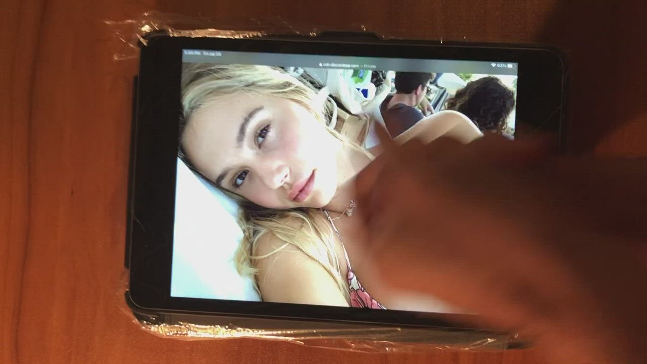 Alexis Ren gets a big load on her face and huge tits, and I rub it in