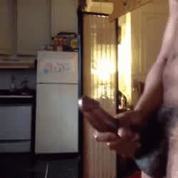 BBC Big Dick Cum Cumshot Ebony Kitchen Solo gif