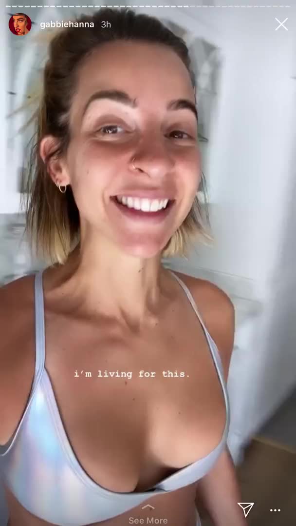 Instagram story: juggling around in a bikini