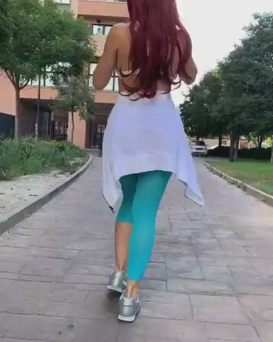 Boobs Exposed Yoga Pants gif