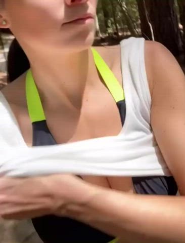boobs exhibitionist flashing public tits topless gif