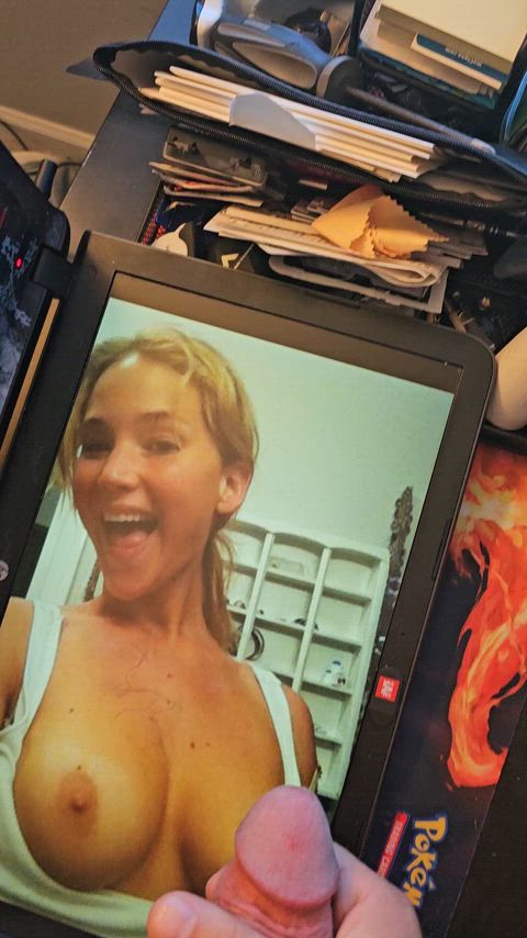 big dick celebrity cum cumshot facial huge load jennifer lawrence tribbing tribute