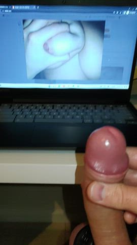 big tits boobs cum cumshot masturbating gif