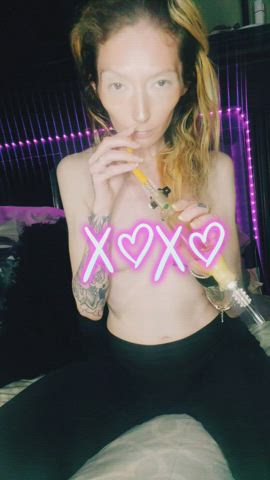 cute eye contact gabberina k nipples petite skinny small tits smoking topless white