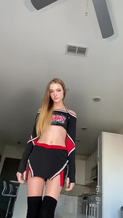 Just a horny Irish cheerleader practicing my high kick without panties