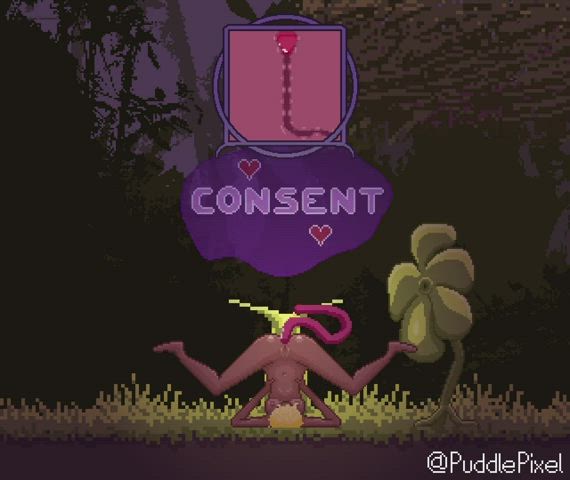 Running into a pleasing mimic bush tentacle (anal + footjob)