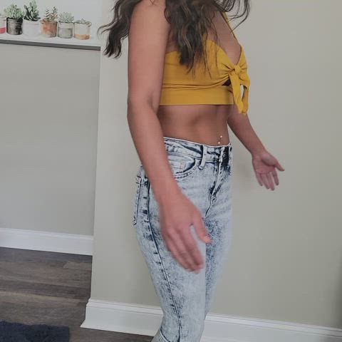 hotwife jeans strip tits fit-girls legal-teens gif