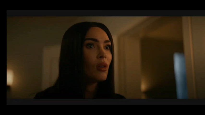 brunette megan fox throat gif