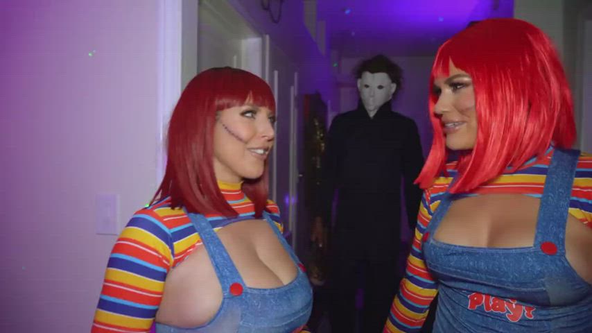 double cumshot ghost nipples redhead twins gif