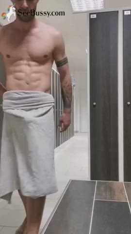 big dick cock gym jerk off locker room public gif