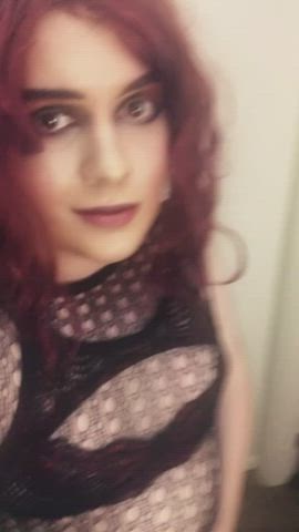 crossdressing lingerie redhead sissy gif