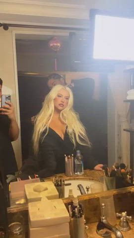 big tits blonde celebrity christina aguilera cleavage fake tits gif
