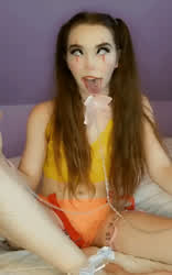 Ahegao Cosplay Extra Small Lingerie Tongue Fetish gif