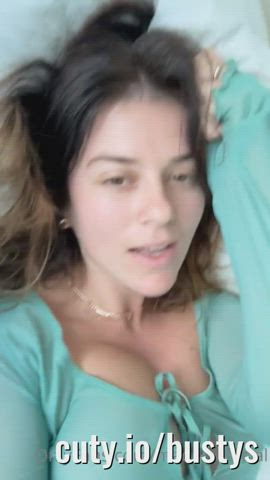 big tits boobs cleavage tongue fetish gif