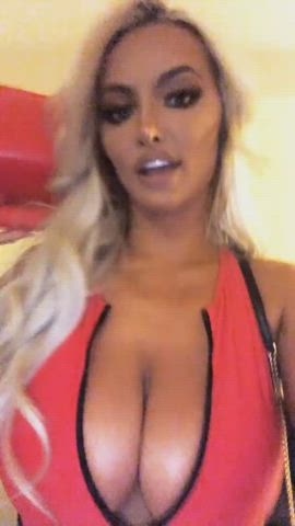 Big Tits Blonde Cleavage Huge Tits Swimming Pool Swimsuit gif