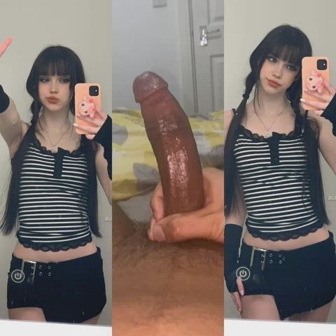 bbc babecock cosplay cumshot jerk off pale skinny split screen porn teen tiktok gif