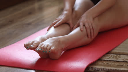 Close up on flexible feet during stretching