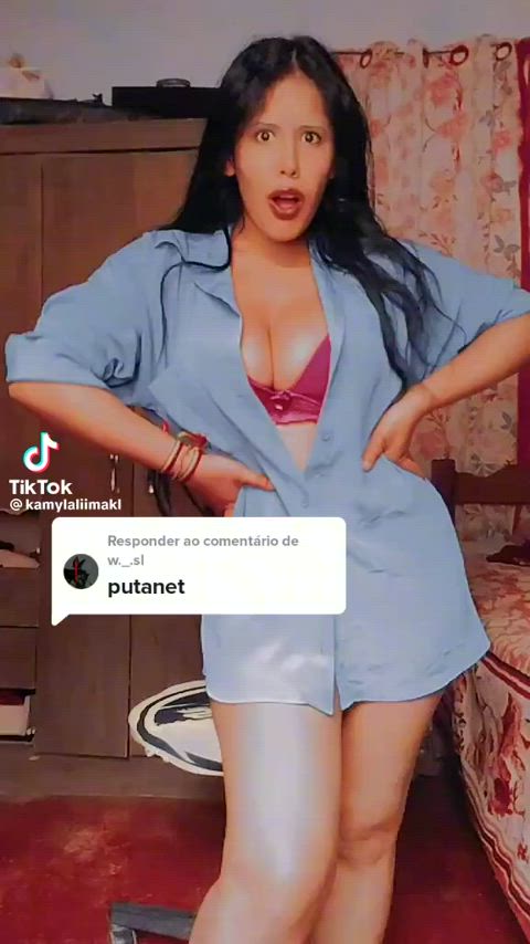 big tits boobs huge tits latina lingerie tiktok tits gif