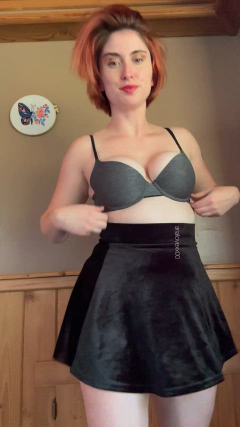 bra clothed dominant fansly innocent onlyfans skirt slut solo submissive gif