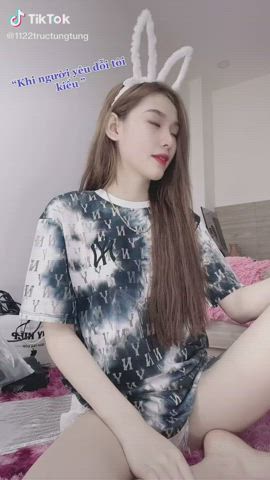 Asian Bunny Handjob Tease TikTok Tongue Fetish gif