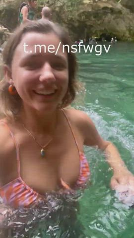 big tits bikini boobs exposed flashing natural tits public tits gif