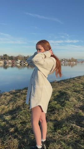 girlfriend girls onlyfans public red fox redhead topless r/caughtpublic gif