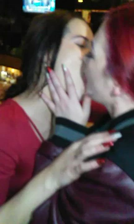 French Kissing Lesbians Redhead gif