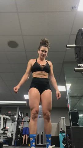 Brunette Fitness Gym Legs Muscular Girl Thick gif