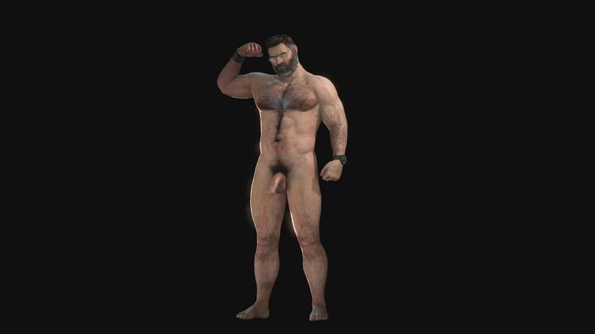 3D Bear Glasses Model Muscles Nude SFM gif