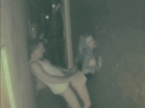Party babe bends over for hardcore fuck at night in the alley