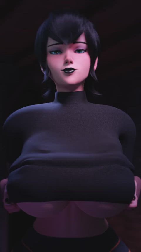 3d animation big tits flashing goth lipstick nails smile solo vertical gif