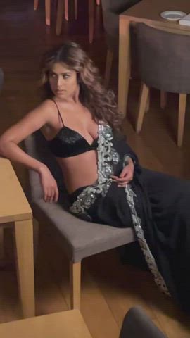bollywood celebrity cleavage saree gif