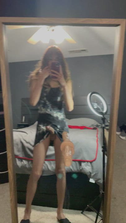 forgot the dildo was on the mirror ?.. but how about you get on your knees for me