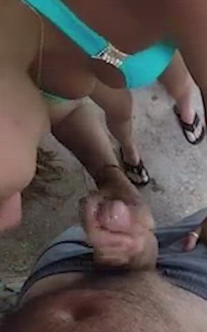 Public handjob around the resort