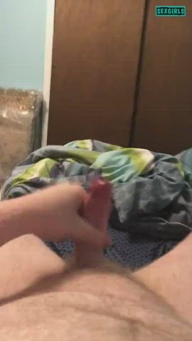 19 years old amateur big balls big dick chubby cock milking gif