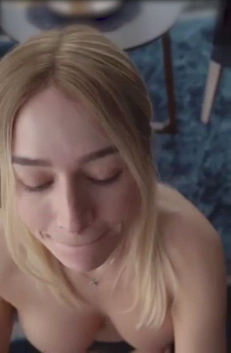 Amateur Blonde Cumshot Facial gif