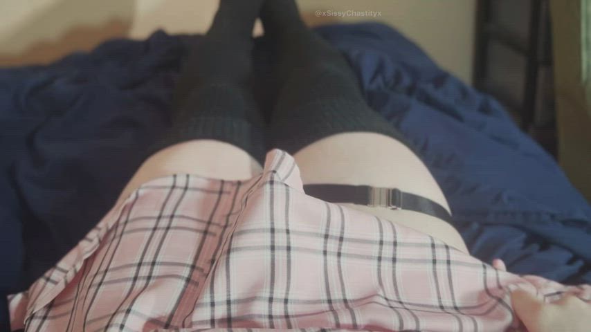 BBC Chastity Femboy Sissy Stockings Tattoo Thighs gif