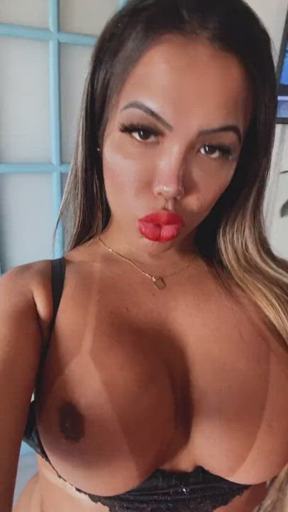Biana Trump Big Tits Brazilian Pretty Tanlines Topless Trans gif