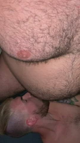 big dick cock cum cumshot gay hairy threesome gif