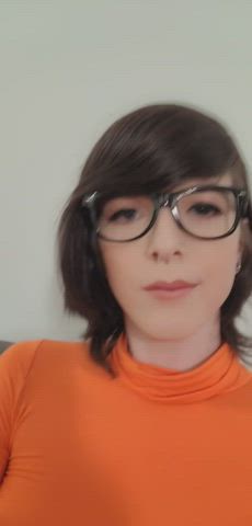 autumn rain brunette cosplay geek glasses nerd small tits trans trans woman gif