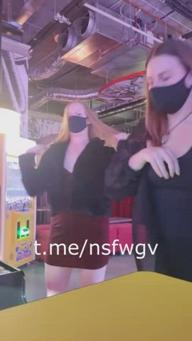 boobs flashing girls natural tits public saggy tits tits gif