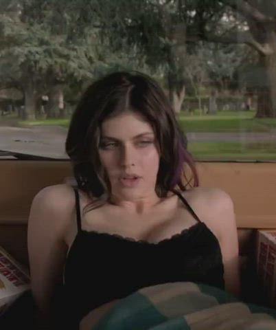 alexandra daddario bra cleavage gif