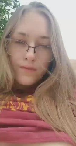 Glasses Masturbating Pussy Spread Shaved Pussy Solo Teen gif