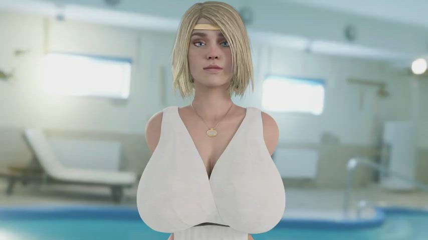 3D Animation Anime Blonde Cute Grabbing Hentai Huge Tits Rule34 gif