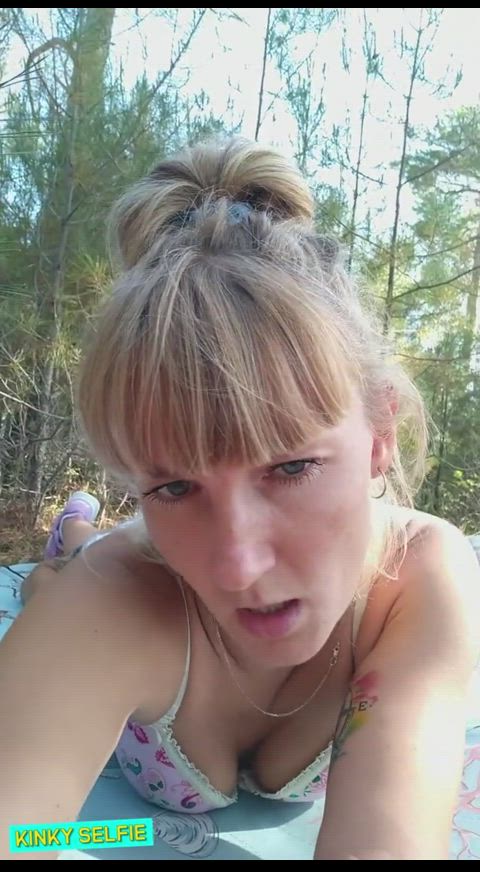 ass eating outdoor selfie gif