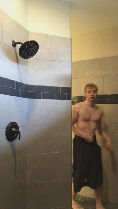Big Dick Shower Solo gif