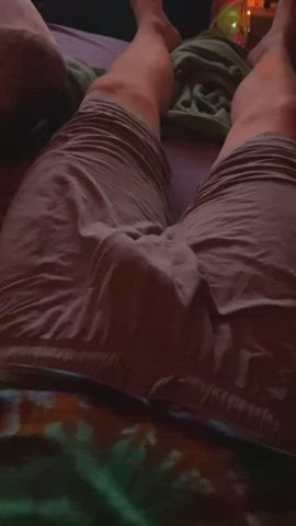 My big soft floppy cock in the thinnest gray shorts