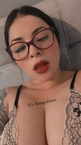 Ahegao Boobs Glasses Tits Tongue Fetish gif