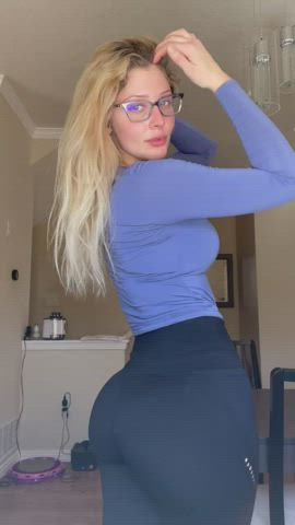 big ass blonde glasses leggings non-nude teen gif